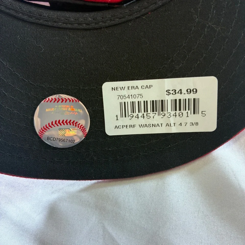 New Era 59FIFTY Washington Nationals Hat Red White Fitted MLB Cap 7 3/8 70541075